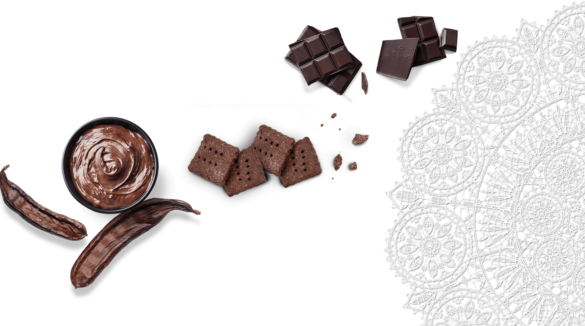 ilustracija rogač čokolada keksi